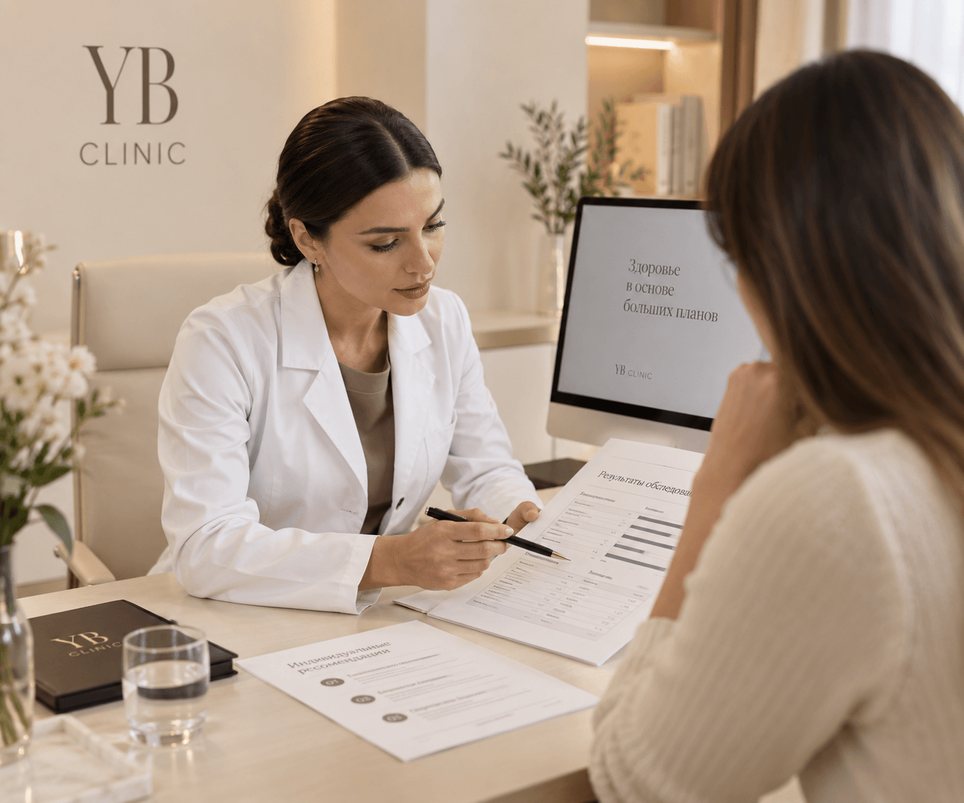 Консультация врача YB Clinic: разбор результатов диагностики с пациентом